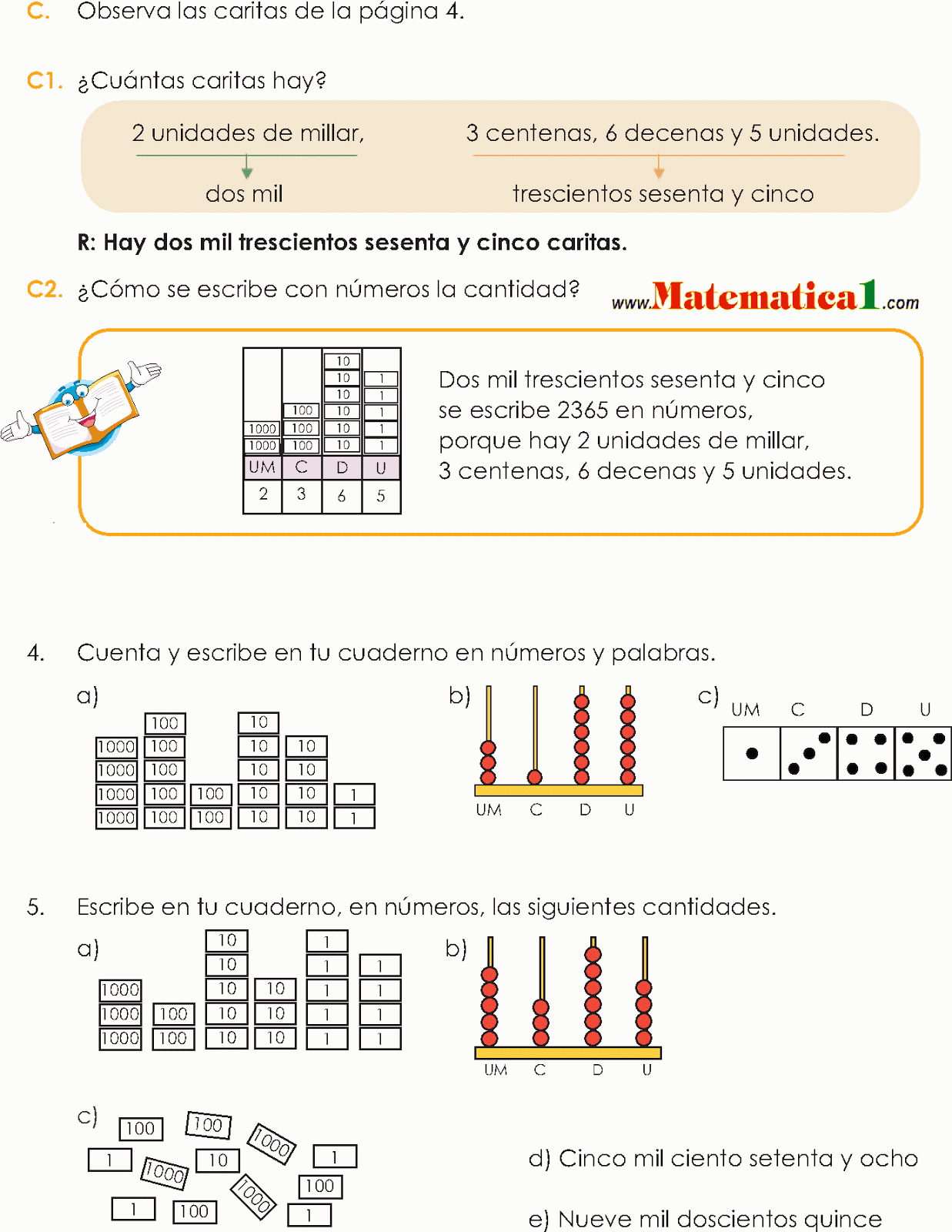 Lectura Y Escritura De NÚmeros Hasta El 9999 Ejemplos Resueltos De 47B