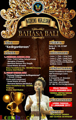 Lomba Ngiring Ngajegan Bahasa Bali by SMK Cakra Nusantara Hadiah Trophy+Uang Tunai Lomba Ngiring Ngajegan Bahasa Bali by SMK Cakra Nusantara Hadiah Trophy+Uang Tunai