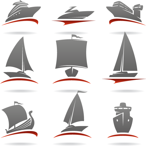 Logos de transporte barcos - Vector