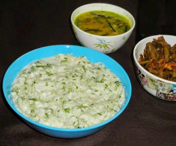prepared lauki kheera raita