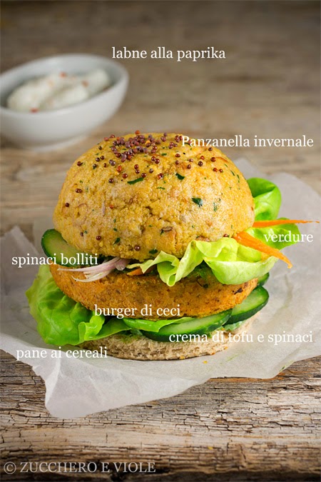 hamburger vegano di ceci e panzanella 