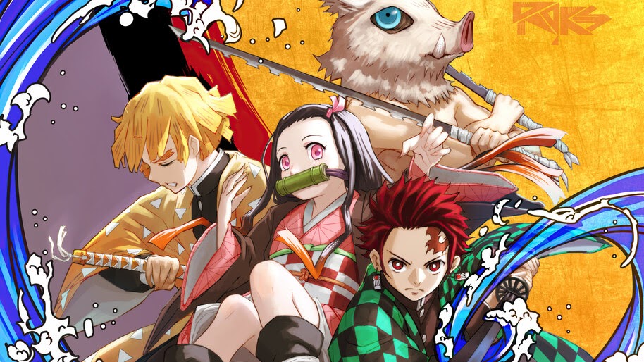 Tanjiro, Nezuko, Zenitsu, Inosuke, Kimetsu no Yaiba, 4K, #3.1439