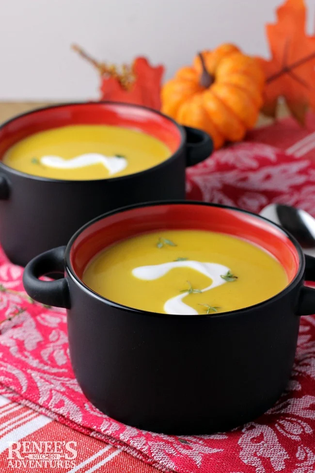 Easy Pumpkin Apple Ginger Soup | Renee's Kitchen Adventures