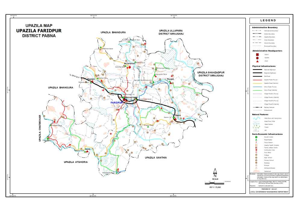 Faridpur Upazila Map Pabna District Bangladesh