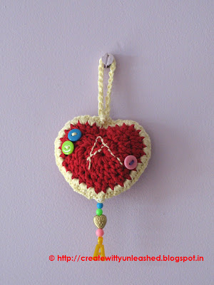 Crochet heart tag