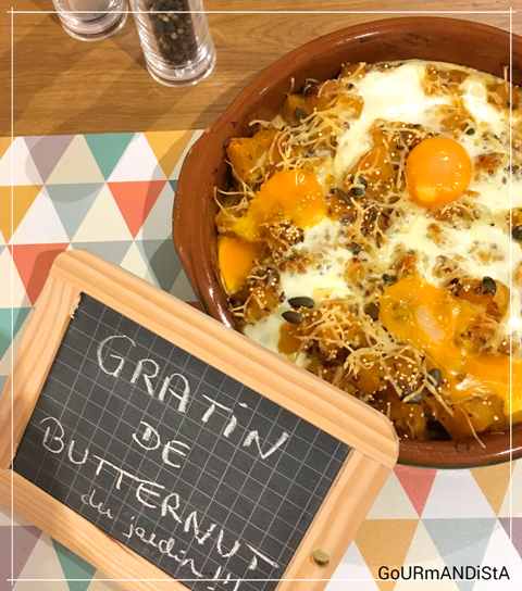 GoURmANDiStA: Gratin de butternut moutarde, lardons, oignons et œufs mi
