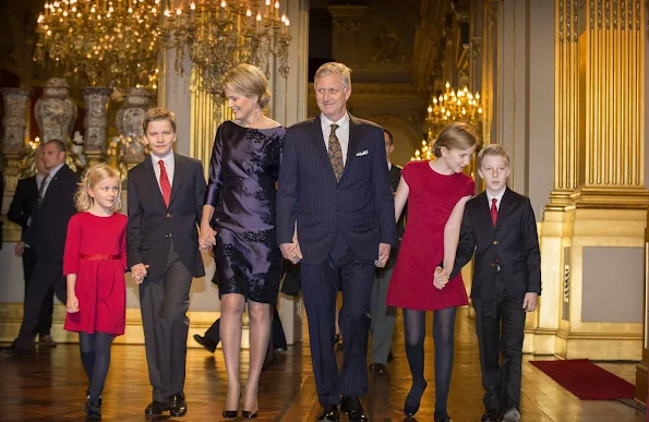 King Philippe and Queen Mathilde of Belgium, Crown Princess Elisabeth, Prince Gabriel, Prince Emmanuel and Princess Eleonore at the annual christmas concert 