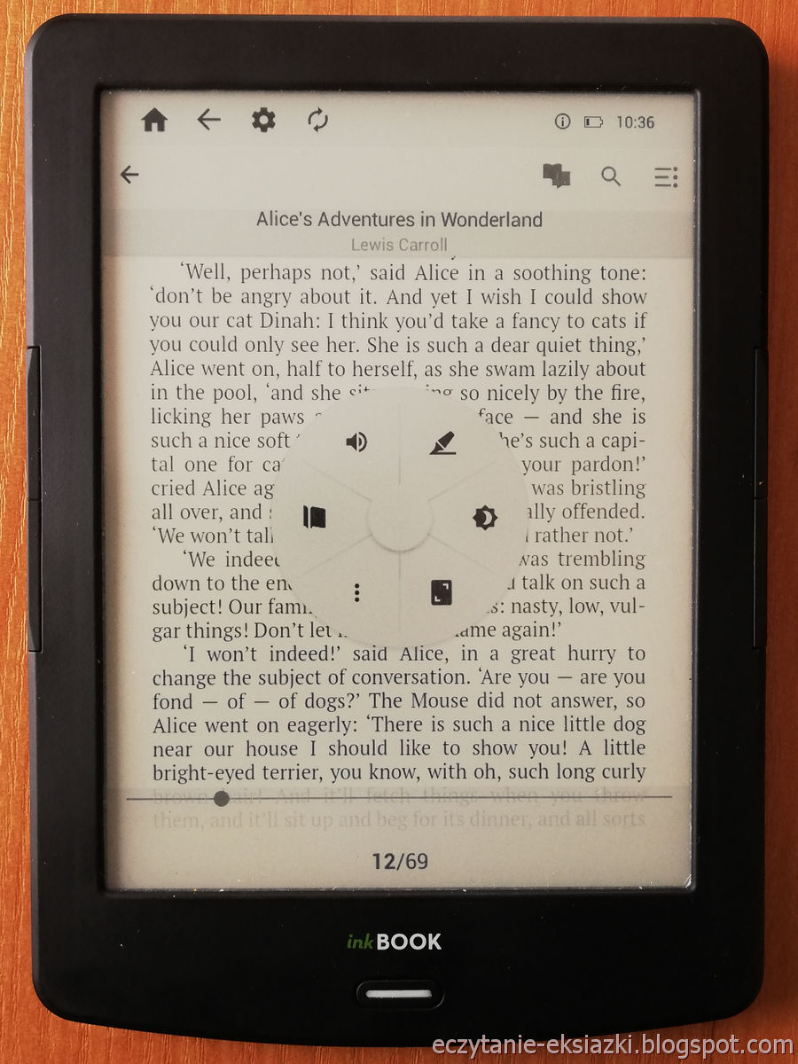 PocketBook Reader InkBOOK LUMOS – pierwszy panel menu e-booka