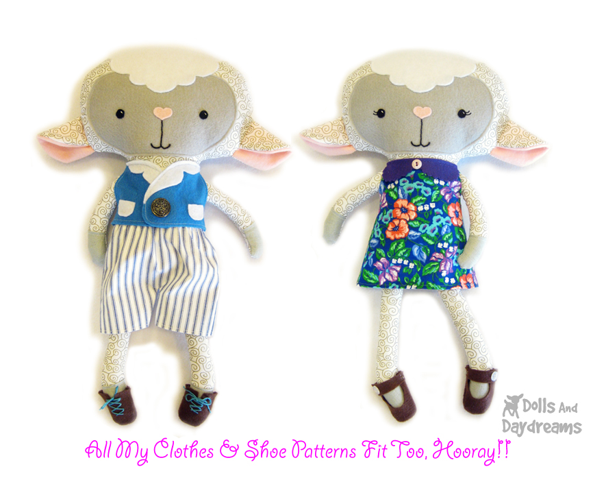 * Dolls And Daydreams Doll And Softie PDF Sewing Patterns Lamb