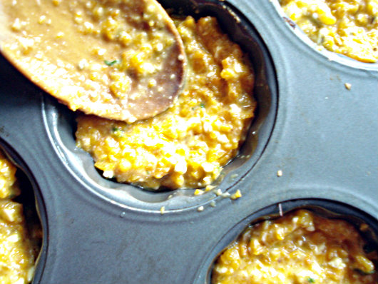 fill the muffin molds with the pumpkin mixture