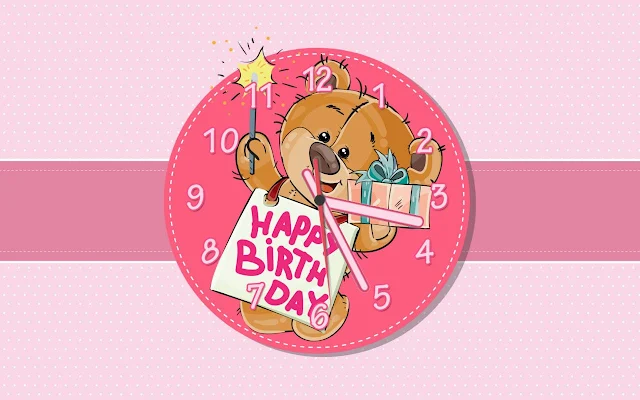 Teddy Bears Wishing A Happy Birthday Clock Screensaver