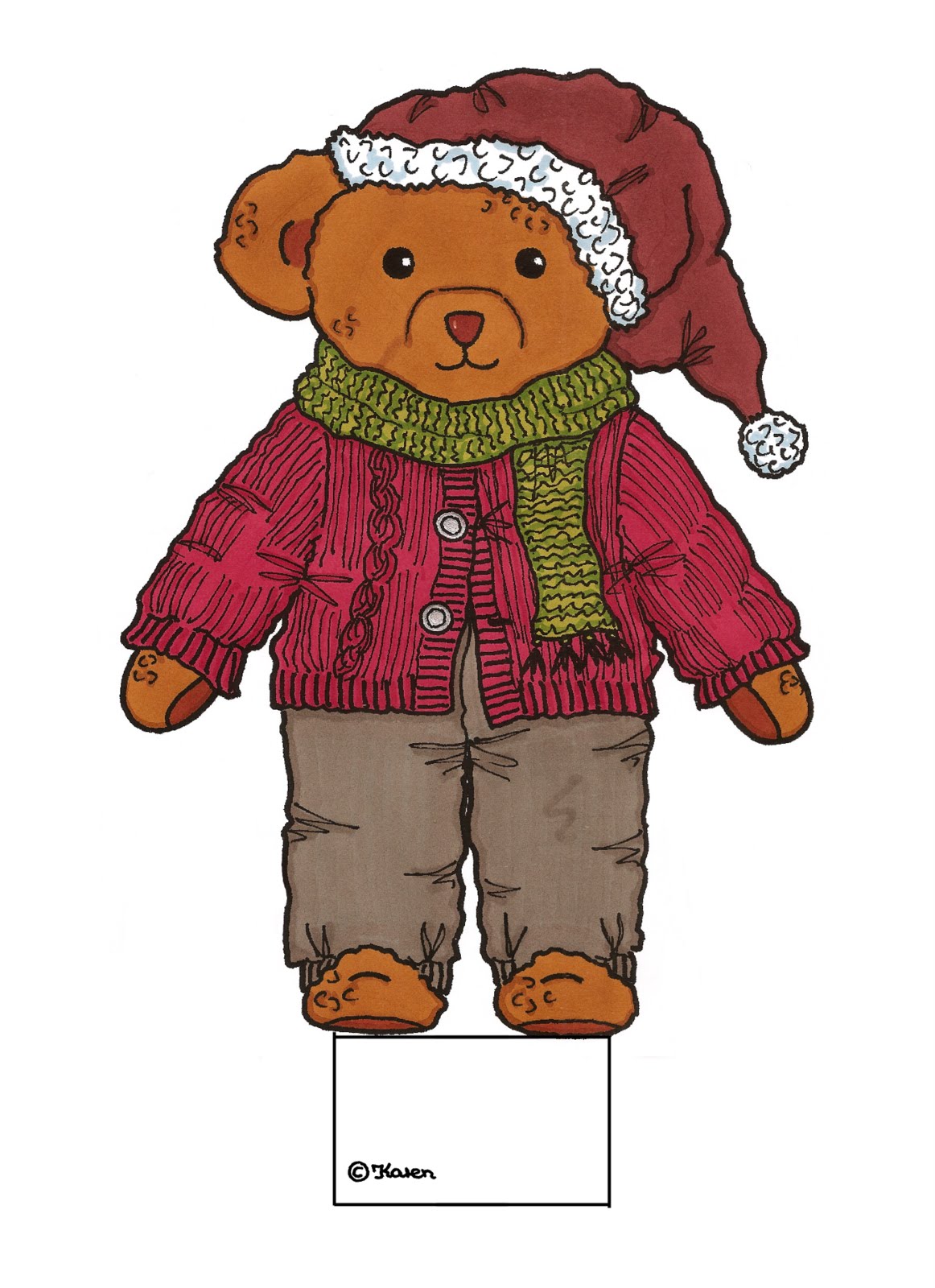 Bear and Doll Christmas Figurine Decorations.