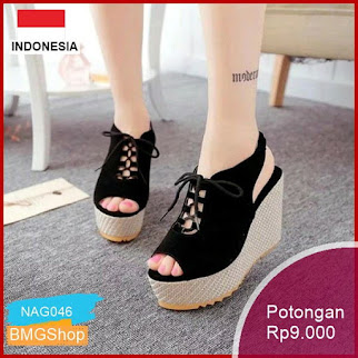 NAG046 Wedges Wanita Marun T135 Tinggi 7cm Murah Bmgshop