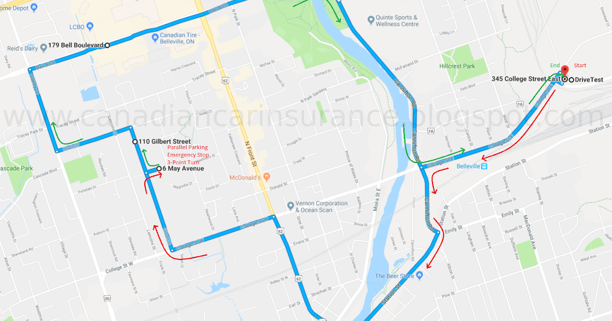 Bellville G2 Road Test Route 1 Maps