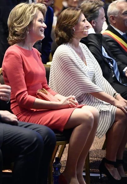 Queen Mathilde wore a pink dress which she had firstly worn in 2016