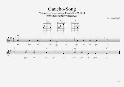 Gitarrenversion zu 10 kleine Negerlein (Gauch-Lied) mit Tabs und Noten