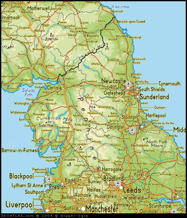 north england regions map
