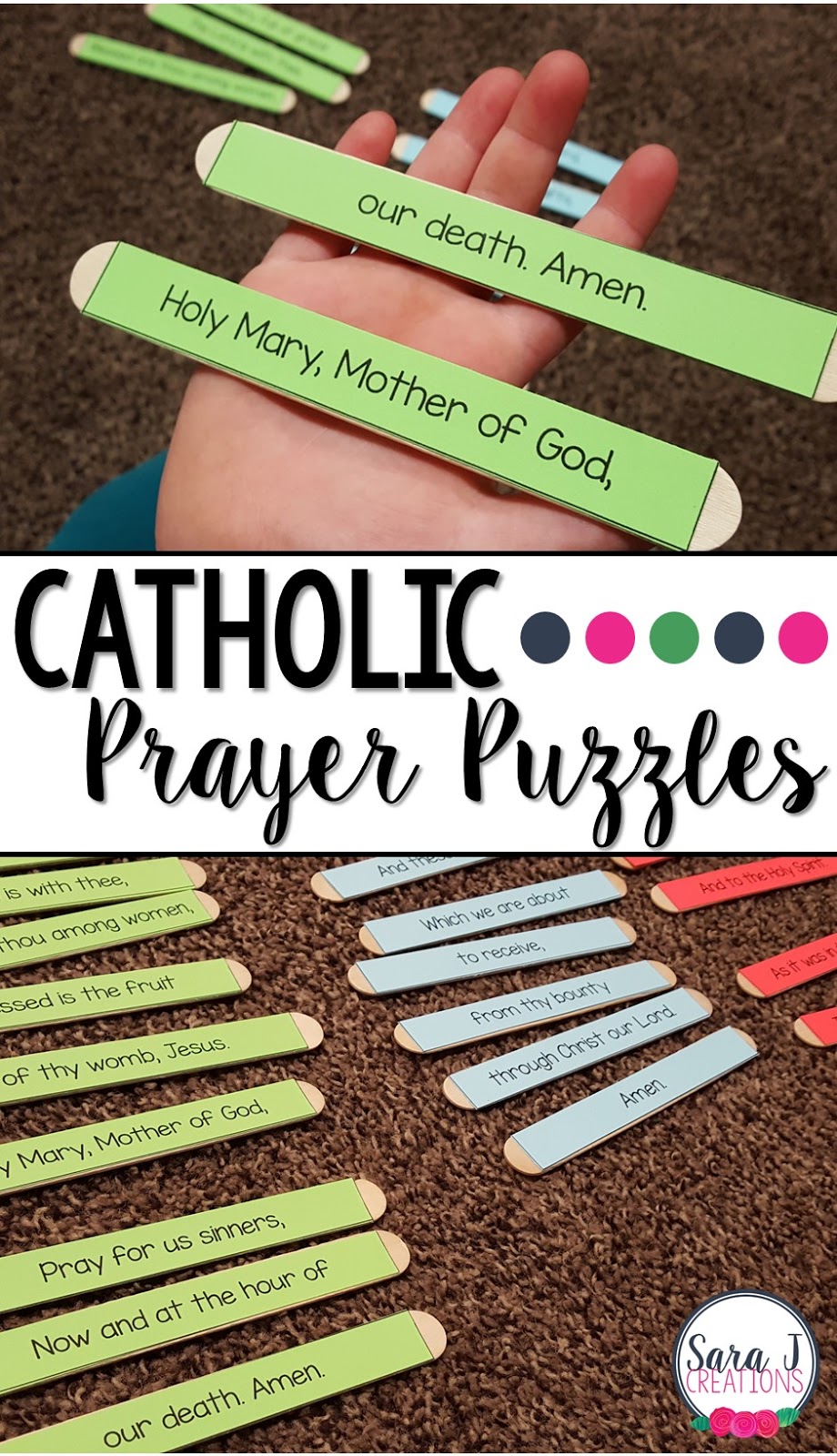 Catholic prayers for children made easier with the help of puzzles.  Great way to help students memorize prayers. 