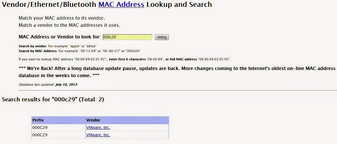 Search Vendor Mac Address
