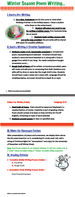 writing activity to go along with the Christmas or "Winter" season