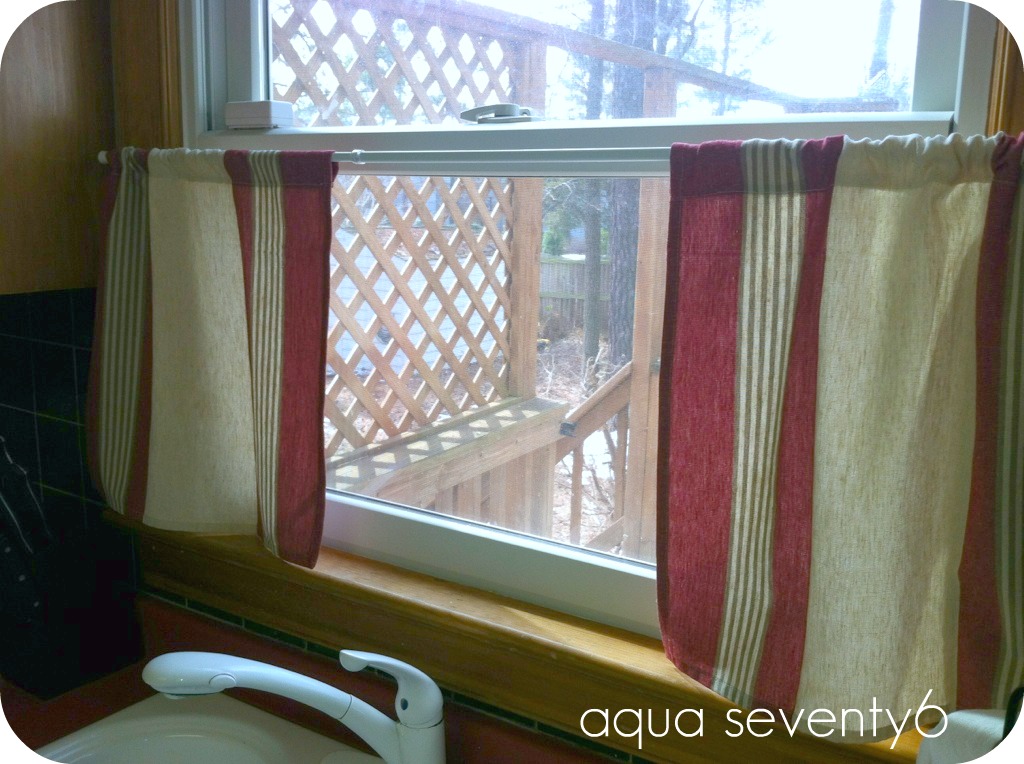 Aqua Seventy6 Tea Towels Turned Curtains (Take 2)