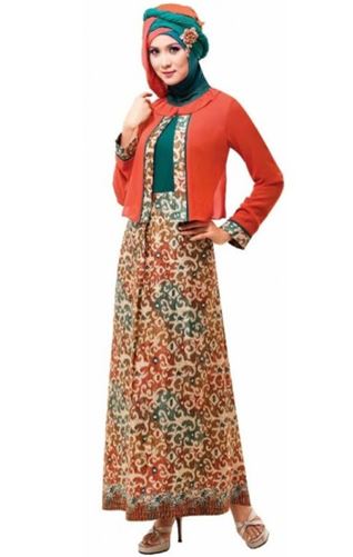 10 Model Gamis Batik Kombinasi Blazer Terbaru 2023
