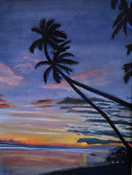 hawaiian sunset watercolor hawaii palms nowak richard painting watercolors artists fine paintings mat artwork 6th moon uploaded july which
