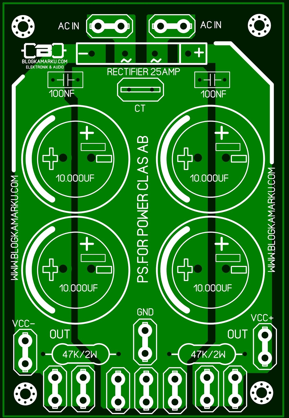 rangkaian power supply untuk amplifier Lapangan Clas AB – BLOGKAMARKU