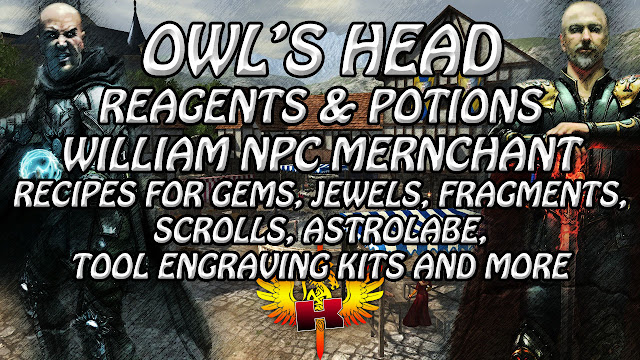 Owl's Head Recipes • Reagents, Potions, Gems, Jewels, Scrolls & More • Shroud Of The Avatar Recipes
