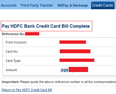 HDFC Credit Card Bill Payment HDFC Credit Card Bill Payment