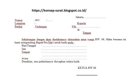 Contoh Surat Undangan Resmi Konsep Surat
