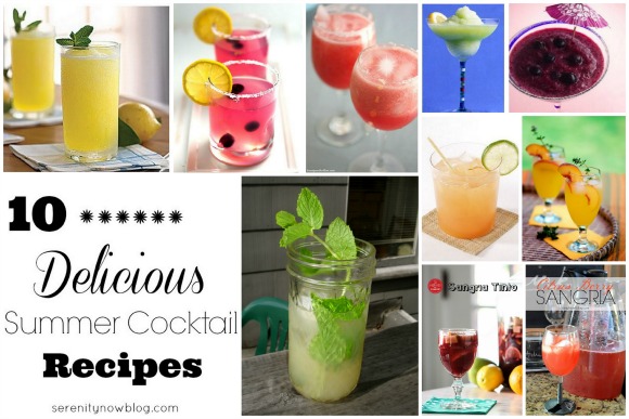 A round-up of 10 Summer Cocktail Recipes at Serenity Now