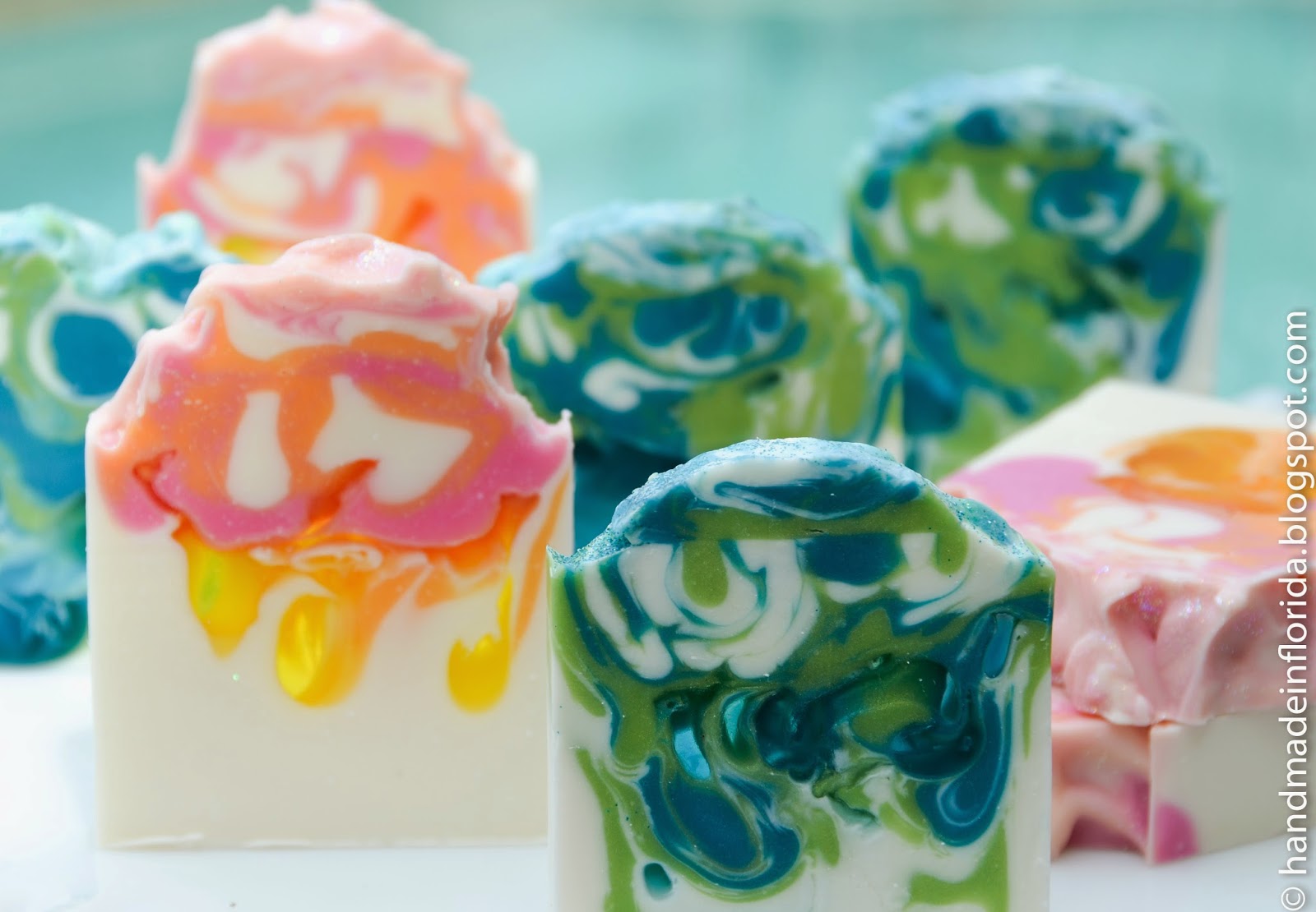 Sun Kissed, a CP & MP Drop Swirl Soap Handmade in Florida