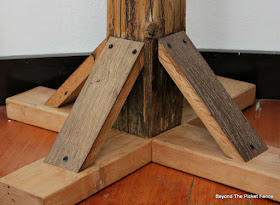 Make a Coat Tree from a Reclaimed Wood Fence Post 2 by 4 and braces cut at 45 degrees secure the coat stand post