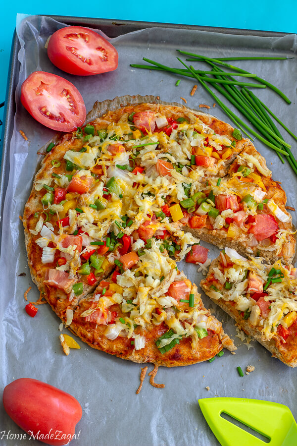 Pizza with saltfish topping