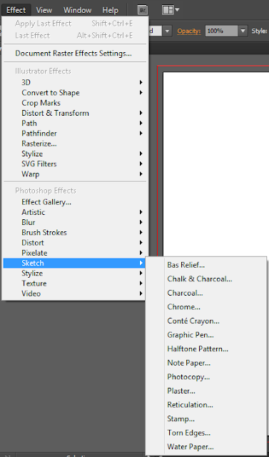 Nhóm lệnh Sketch trong menu Effect của Illustrator