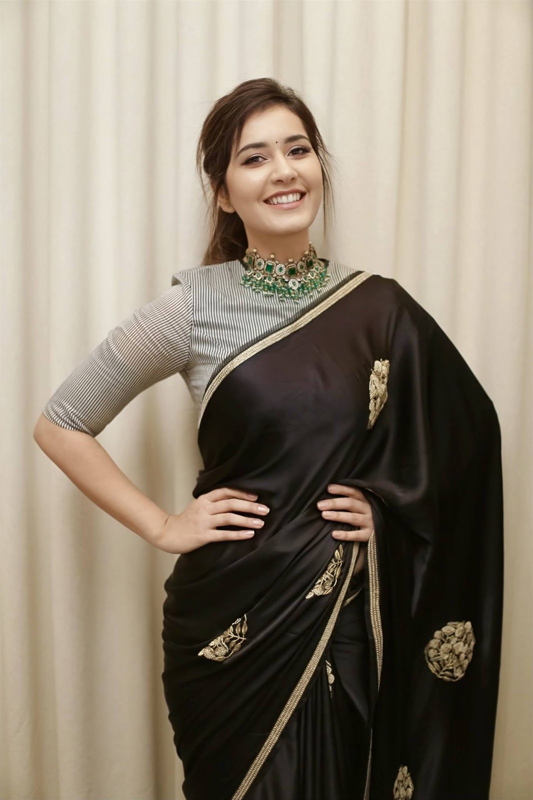 black saree frock