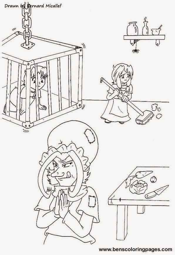 Cuentos infantiles: Hansel y Grettel para colorear. Cuento infantil