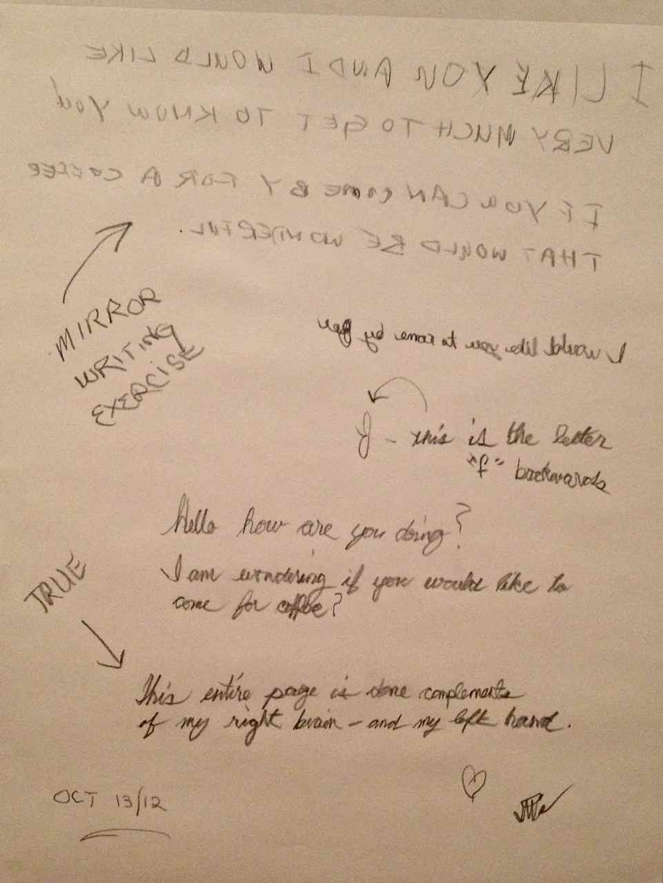 Mirror writing creativity