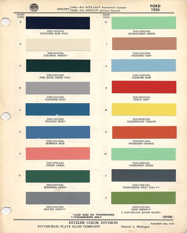 1956 Ford color chart #7