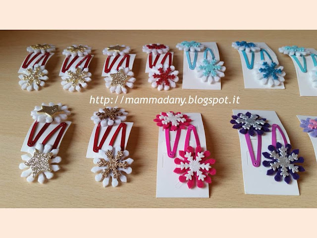 Mollette per capelli da bambina rosse stella di Natale Mollette per capelli da bambina rosse fai da te in feltro e gomma crepla