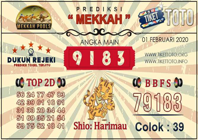 Prediksi Togel MEKKAH TIKETTOTO 01 FEBRUARI 2020