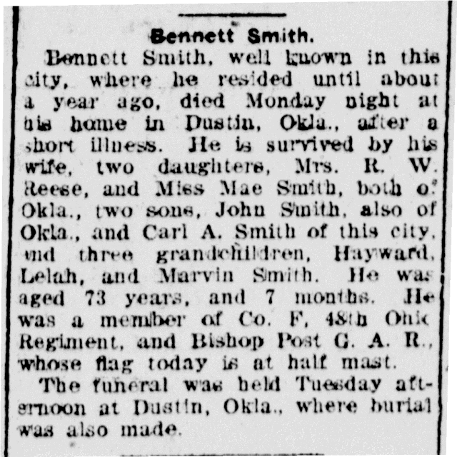 Defiance County, Ohio Genealogy Smith G.A.R., Post