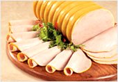 Jamonada de gallina Imagen de jamonadas de gallina o pollo, derivados de la gallina