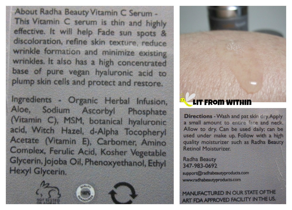 Radha Beauty Vitamin C Serum directions and ingredients