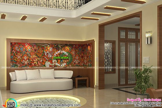 Mural wall art in living room interior Mural wall art in living room interior
