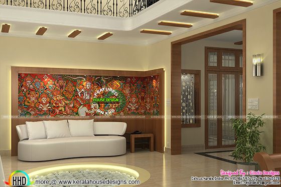 Mural wall art in living room interior