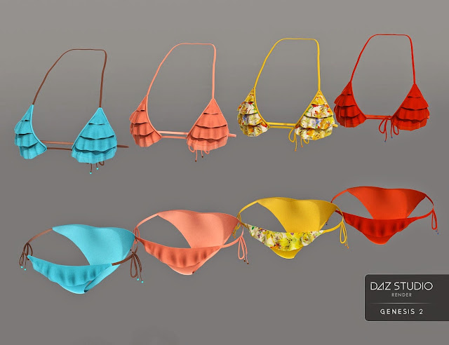 Mapilegis Triangle bikini para sa Genesis 2 Babae (s) - 3D Models Art Zone