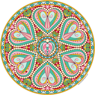 Valentine mandala with a blank version to color