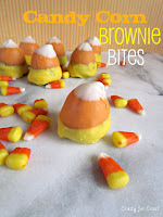 candy corn colors coated brownie bite with words